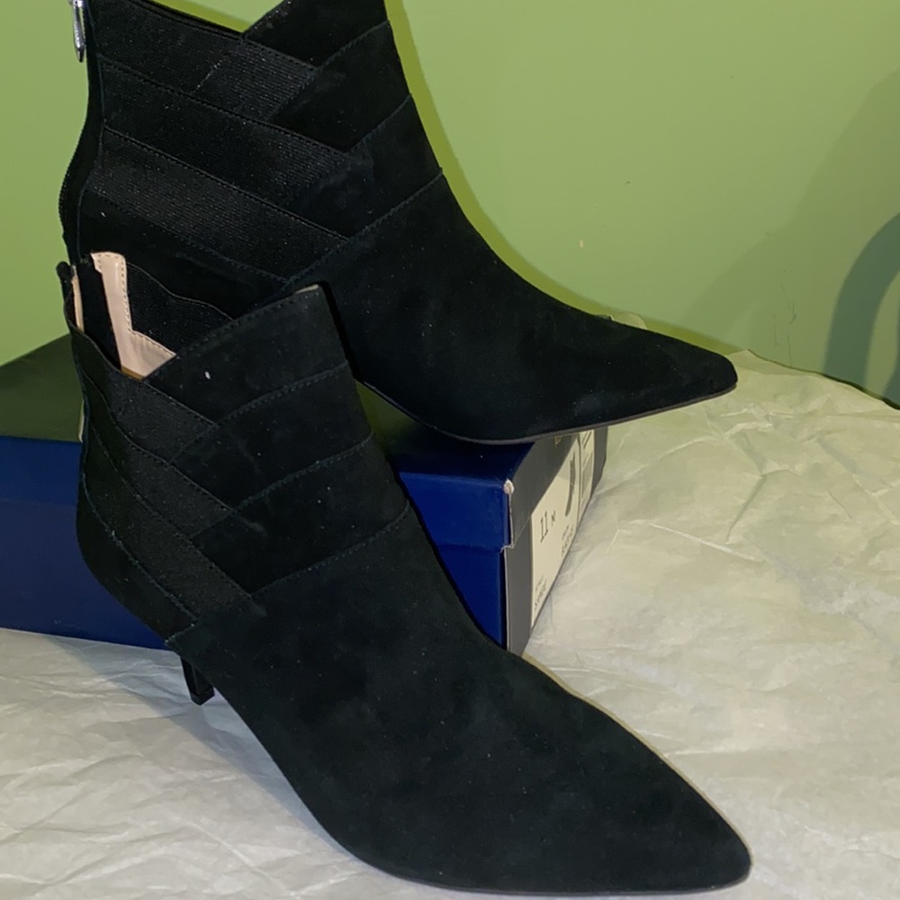 ADRIENNE VITTADINI SANDE LEATHER POINTED TOE ANKLE, BLACK 11 M, NEW - Picture 4 of 14